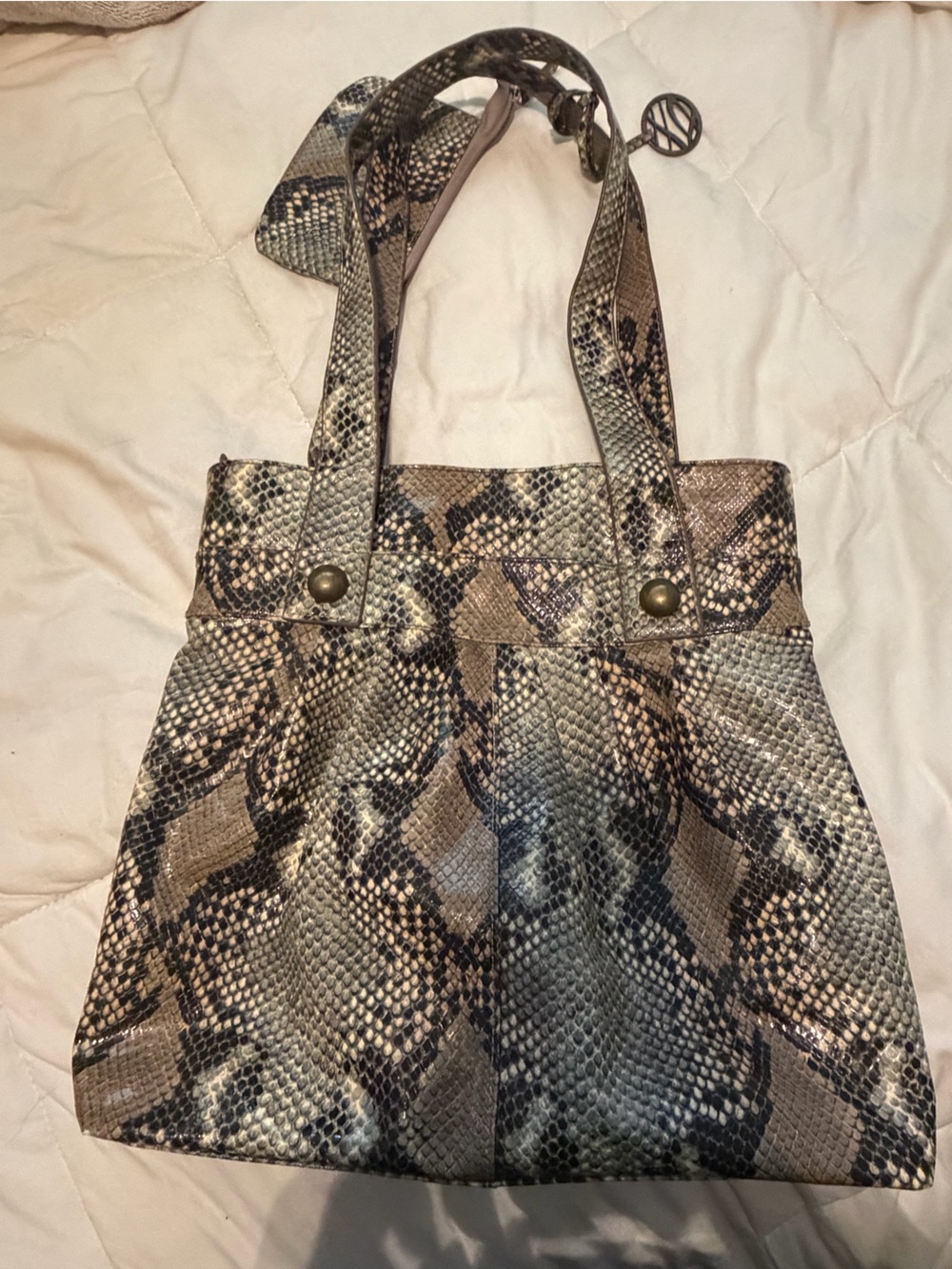 Style & Co. Snakeskin-Pattern Tote in Beige and Brown